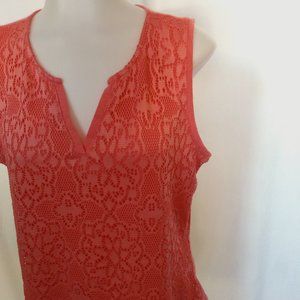 Liz Claiborme Blouse Tank M Neck V Lace Lined